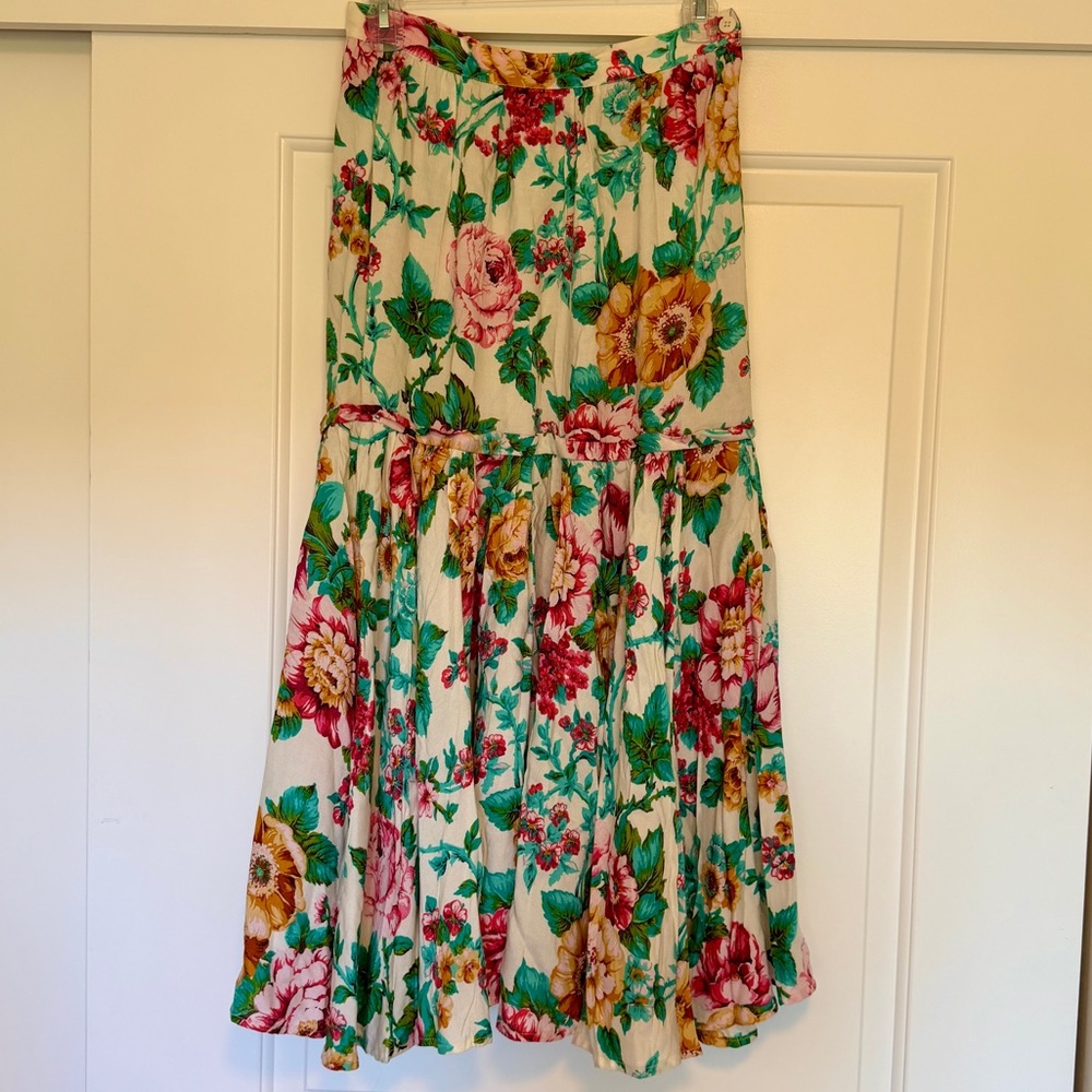 Vintage Floral Midi Skirt